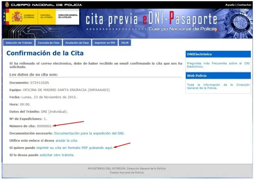 Cita DNI Cita confirmada Cita DNI Cita confirmada