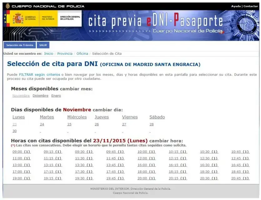 Cita DNI Horario por calendario Cita DNI Horario por calendario