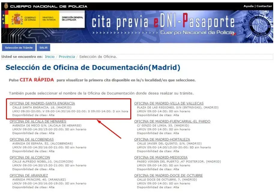 Cita DNI Seleccionar oficina Cita DNI Seleccionar oficina